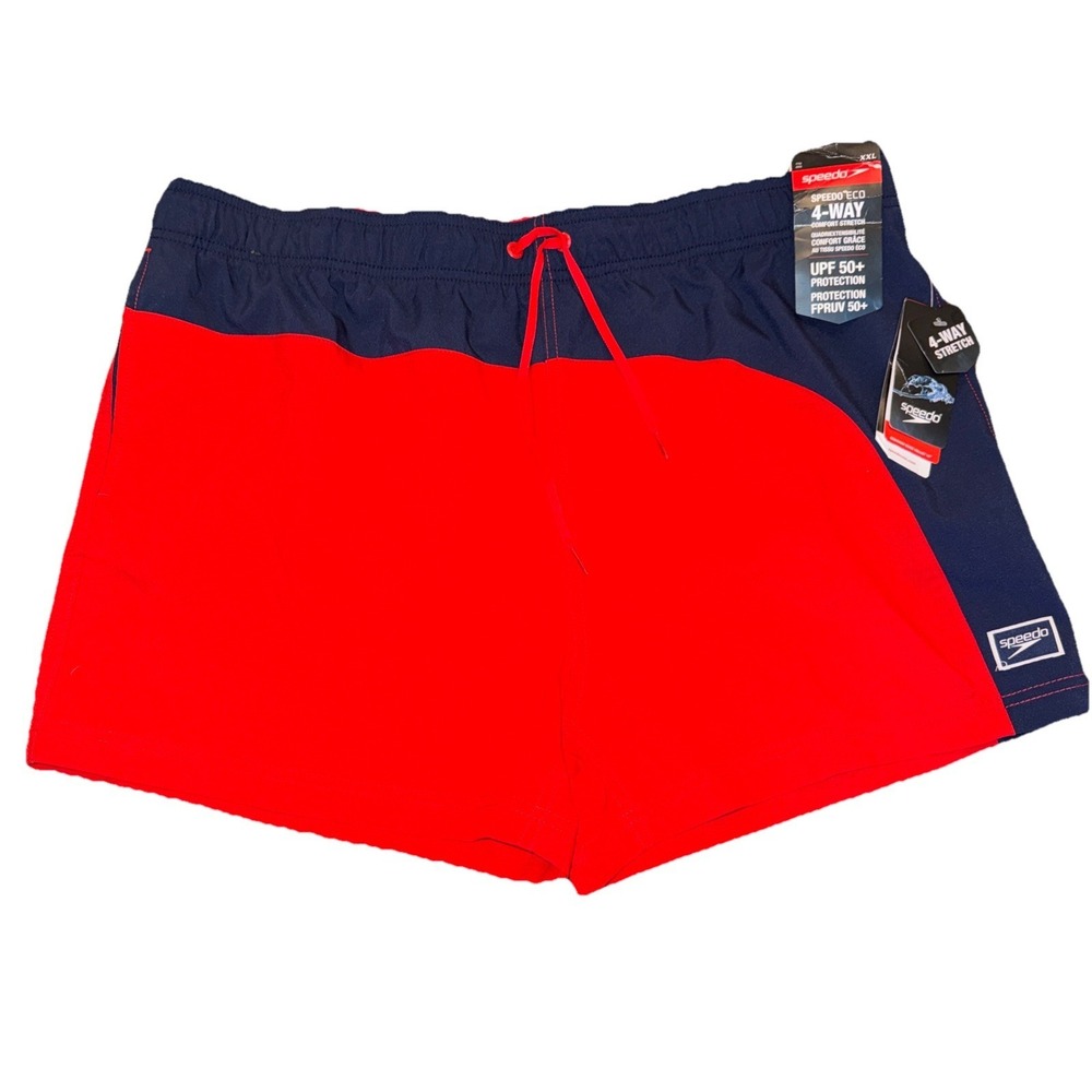 Speedo Swim Trunks XXL Red UPF 50+ Eco 4-Way Stretch Mens Board‎ Shorts NEW